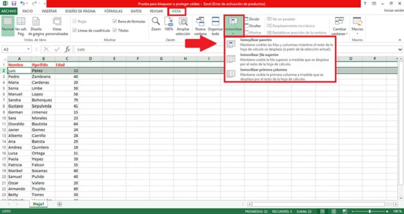 excel-solujen jäätyminen