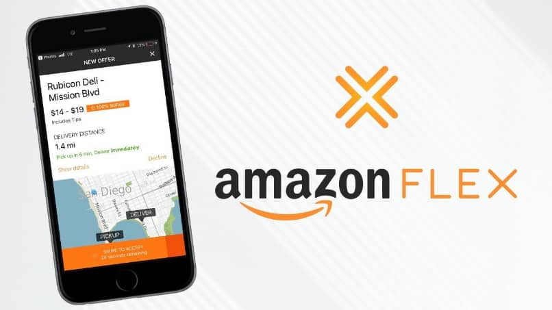 Logo de Amazon Flex con movil