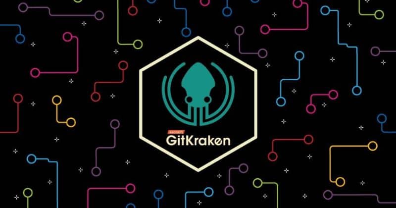 Gitkraken-logo mustalla taustalla