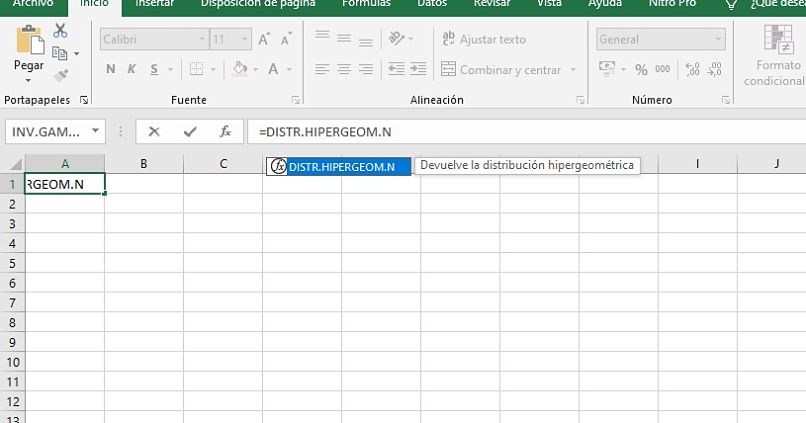 hypergeom-toiminto Excelissä