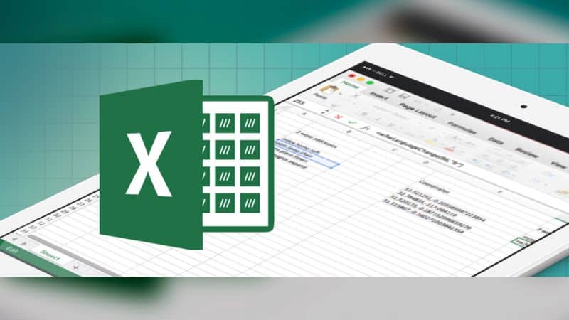 excel-kuvake tabletin vieressä, jossa on avoin muoto sinisellä pohjalla