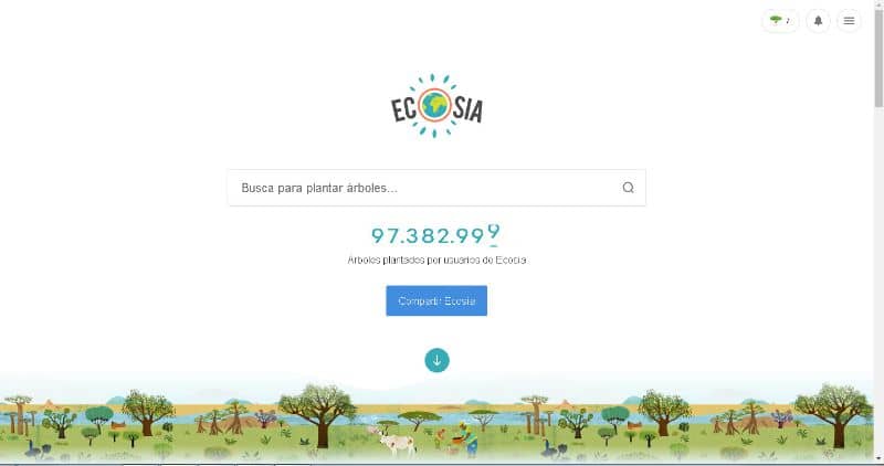 Ecosia-ikkunan ekologinen selain