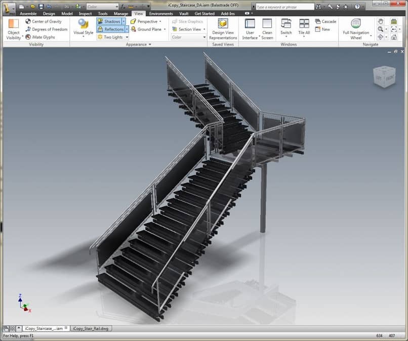 diseno escalera 3d autocad