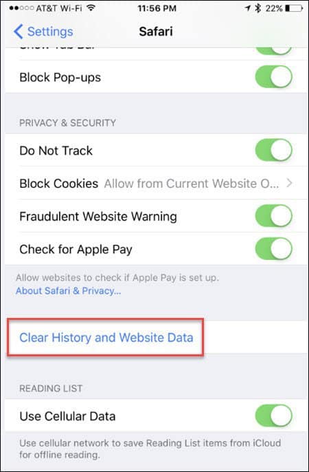 ios clear cache safari