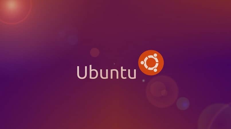 pantalla violeta logo ubuntu letras blancas icono naranja blanco