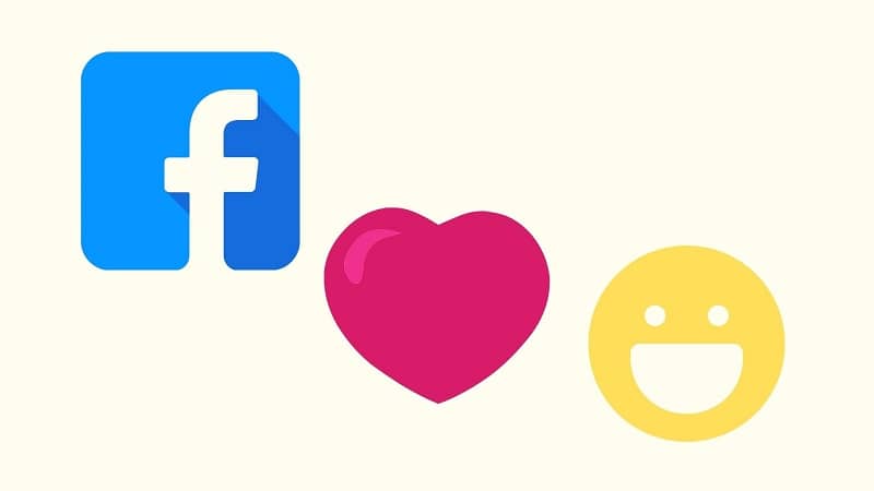 Facebook-logo emoji sydän ja keltainen iloinen kasvot emoji