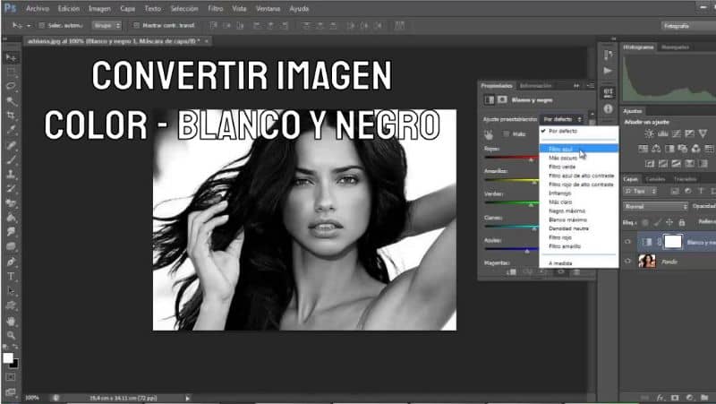 convertir una foto de color a blanco y negro en Photoshop