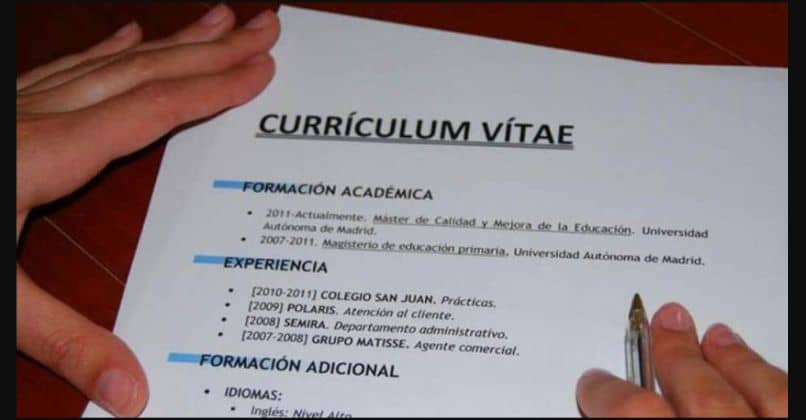 curriculum vitae impreso