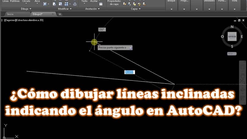 dibujar lineas inclinadas indicando angulo autocad