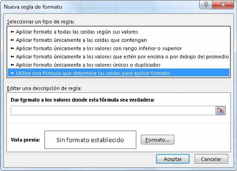 excel aplicar nueva regla formato 9717