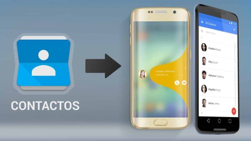 icono contactos al lado de dos moviles