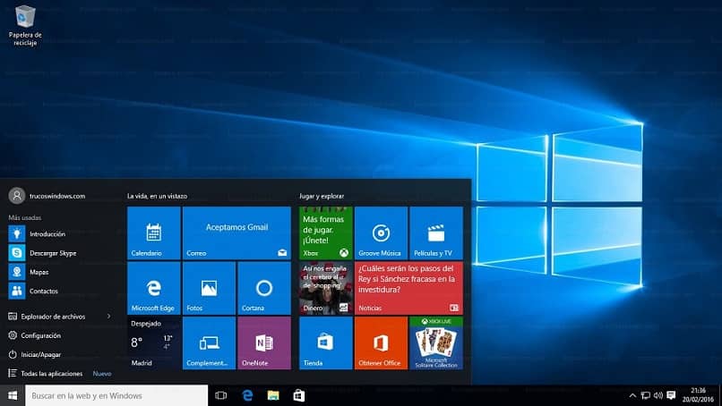 inicio de windows 10