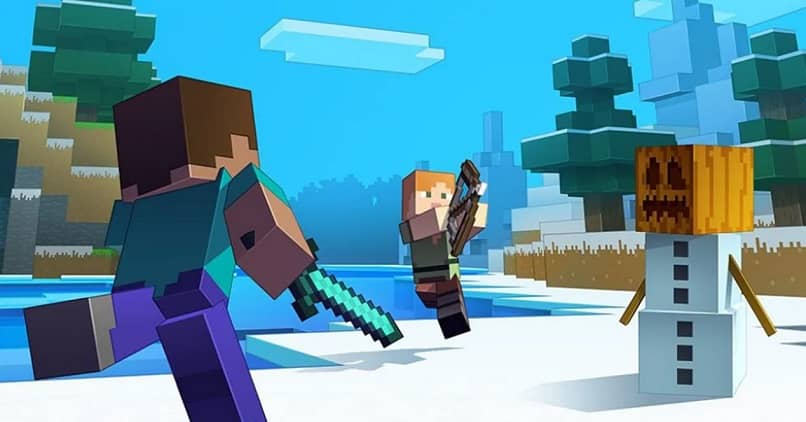 personajes en nieve en minecraft