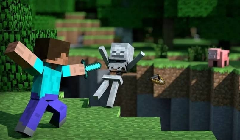 Steve ja minecraft luuranko taistelevat