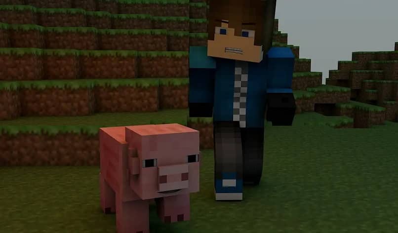 hombre y cerdo de minecraft