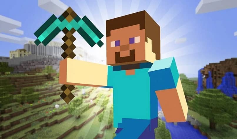 steve con pico de diamante de minecraft