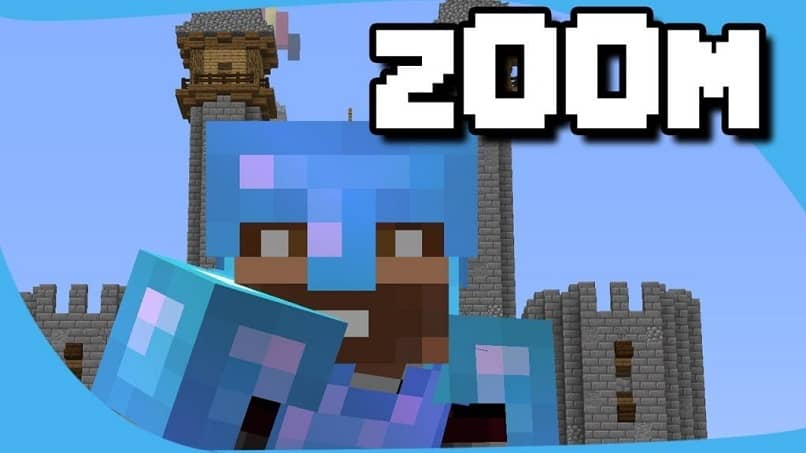 zoom minecraft castillo gris fondo azul